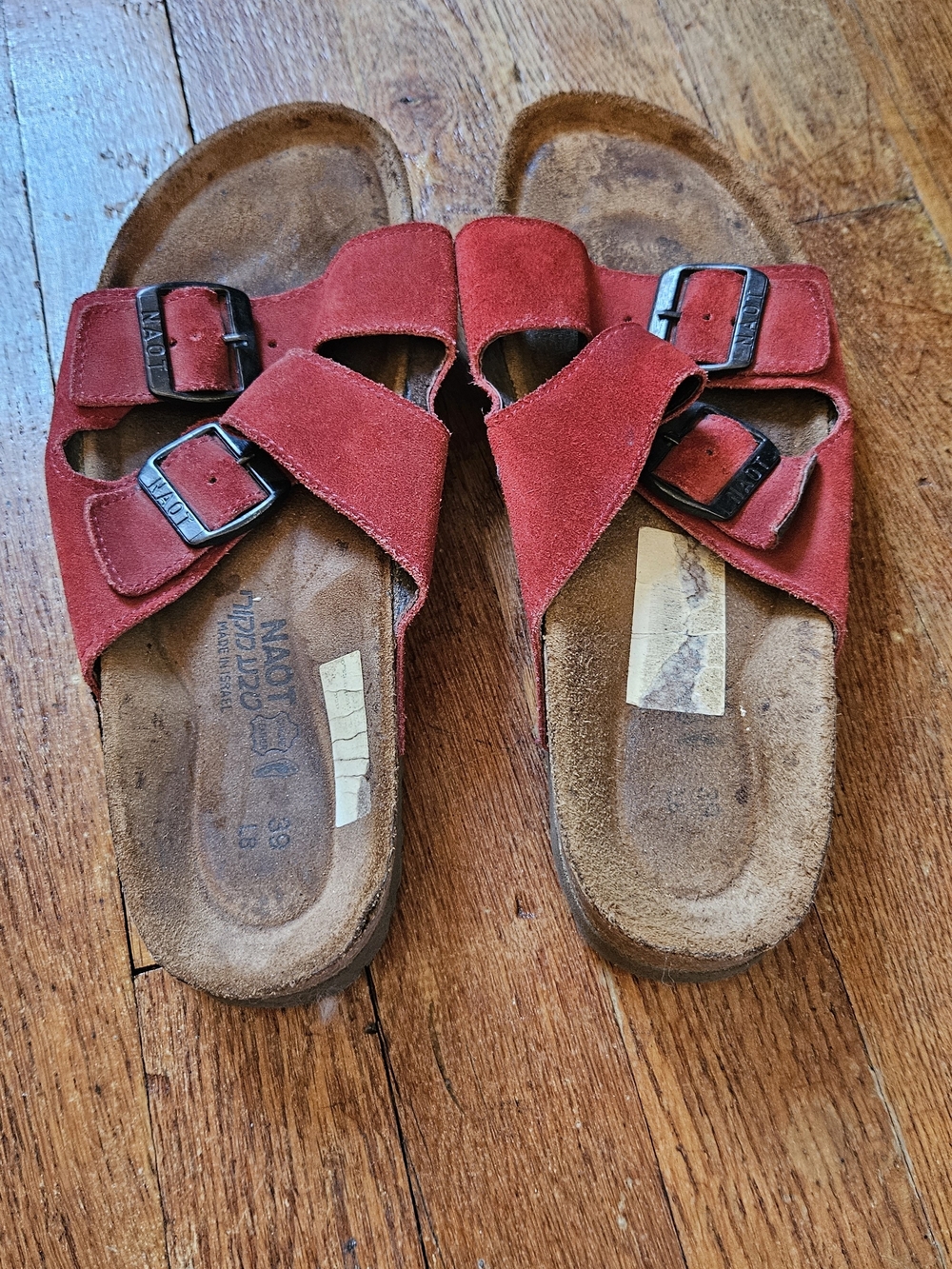 Naot Women's Red Suede Slide Sandals, EU 39